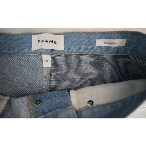 Frame Women's Sz 27 Blue Le Original Bleached High Rise Straight Fit Jeans - Picture 3 of 12